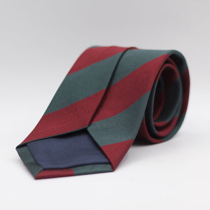 Holliday &amp; Brown 100% Jacquard Silk Tipped "Sherwood Foresters" Regimental Tie Burgundy, Grey/Green Stripes Handmade in Italy 8 cm x 148 cm