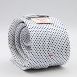 Cruciani &amp; Bella
100% Silk
Printed
Self-Tipped
White, Blue Pin Dots Tie
Handmade in Rome, Italy.
8 cm x 150 cm
#7798