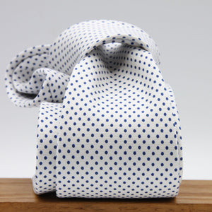 Cruciani &amp; Bella
100% Silk
Printed
Self-Tipped
White, Blue Pin Dots Tie
Handmade in Rome, Italy.
8 cm x 150 cm
#7798