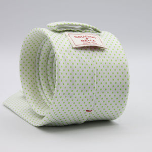 Cruciani &amp; Bella
100% Printed Silk

Self-Tipped
White, Green Lime Pindots Tie
Handmade in Rome, Italy.

8 cm x 150 cm
#8856