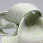 Cruciani &amp; Bella
100% Printed Silk

Self-Tipped
White, Green Lime Pindots Tie
Handmade in Rome, Italy.

8 cm x 150 cm
#8856