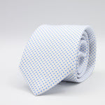 Cruciani &amp; Bella
100% Printed Silk

Self-Tipped
White and Light Blue Pindots Tie&nbsp;
Handmade in Rome, Italy.

8 cm x 150 cm
#8857