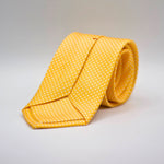 Cruciani &amp; Bella 100% Printed Silk Self-Tipped Yellow, White Pindots Tie&nbsp; Handmade in Rome, Italy. 8 cm x 150 cm