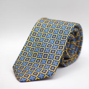 Cruciani & Bella 100% Silk Printed Self-Tipped Yellow and Blue, Light Blue Motif Tie Handmade in Rome, Italy. 8 cm x 150 cmCruciani & Bella 100% Silk Printed Self-Tipped Yellow and Blue, Light Blue Motif Tie Handmade in Rome, Italy. 8 cm x 150 cm