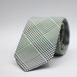 Drake's for Cruciani & Bella 100% Wowen Silk Tipped White and Green Prince of Wales Cheek Tie Size 8 X 148 cm Made in England