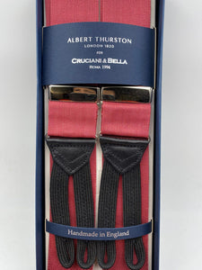 Albert Thurston for Cruciani & Bella Made in England Adjustable Sizing 40 mm Woven Barathea Dark Pink braces Braid ends Y-Shaped Nickel Fittings Size: XL