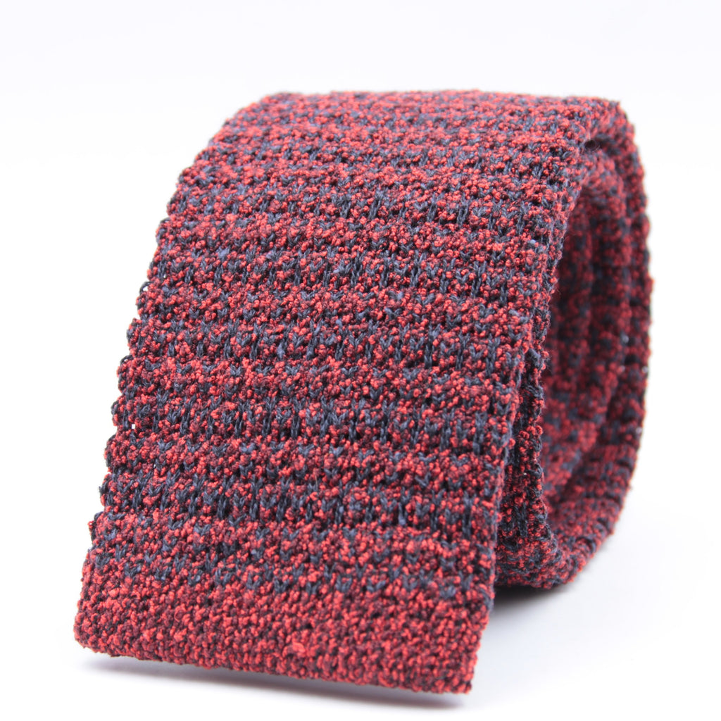 Cruciani & Bella 50% Silk - 50% Wool Red and Blue knitted tie Handmade in Italy 6 cm x 148 cm #6086