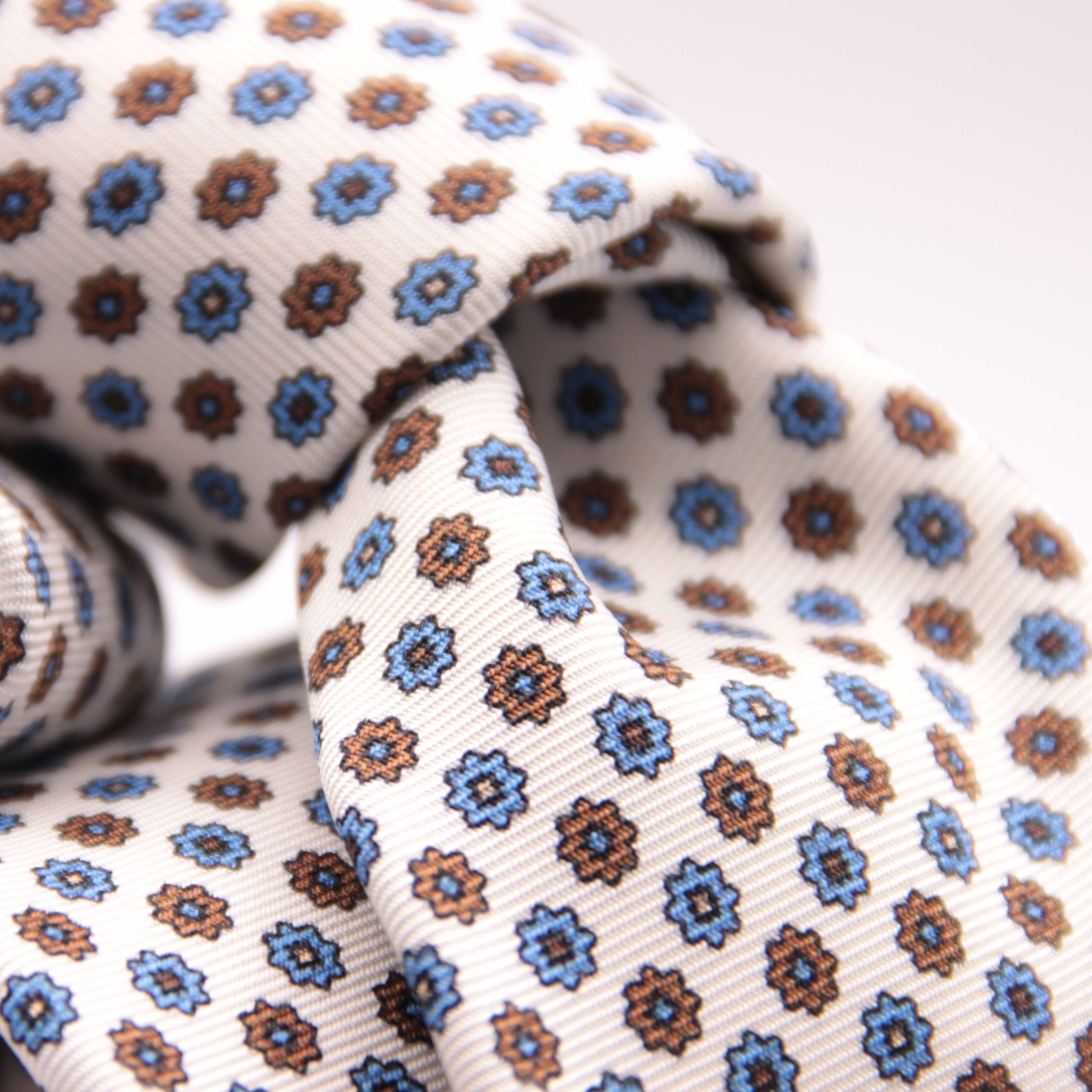 Holliday & Brown - Printed Silk - Brown/Orange/Off White motif tie –  Cruciani & Bella