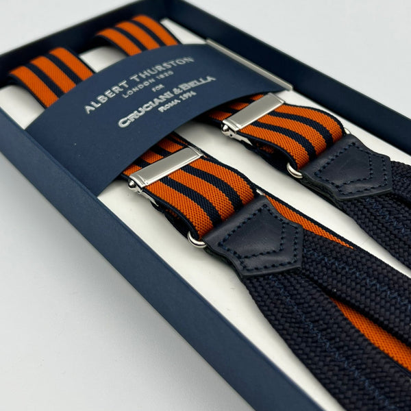 Albert Thurston - Elastic Braces - 25 mm - Orange and Blue Stripes –  Cruciani & Bella