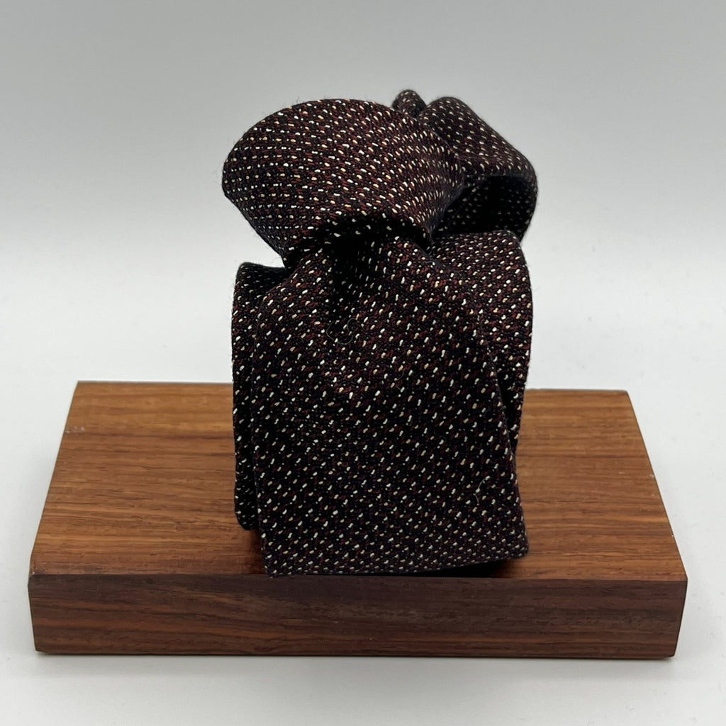 Drake's For Cruciani & Bella 70% Silk 30% Wool Unlined Wine and Brown  Melange Tie Handmade in England 8 cm x 148 cm #5376