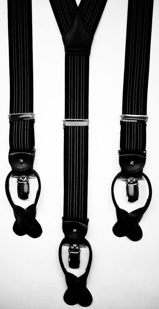 Albert Thurston - Elastic braces  - 2 in 1 - 35 mm - Navy Blue Plain   #4886