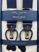 Albert Thurston for Cruciani & Bella Made in England 2 in 1 Adjustable Sizing 35 mm elastic braces Navy Blue Plain Y-Shaped Nickel Fittings #4886