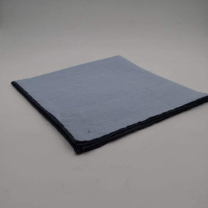 Cruciani & Bella 60%Linen 40% Cotton Hand-rolled  -  Pocket Square Light Blue and Dark Blue Handmade in Italy 39 cm X 39cm #4560