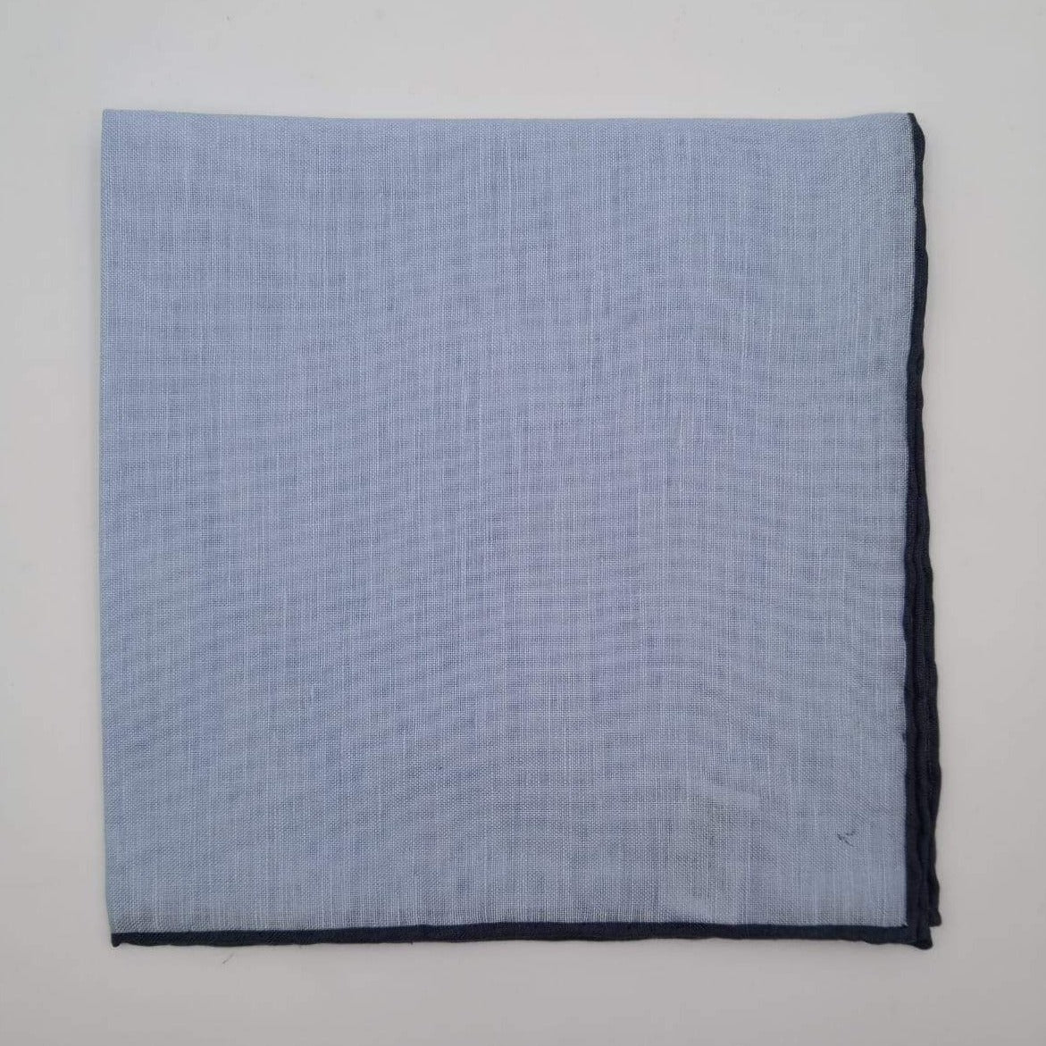 Cruciani & Bella 60%Linen 40% Cotton Hand-rolled  -  Pocket Square Light Blue and Dark Blue Handmade in Italy 39 cm X 39cm #4560