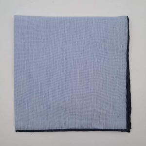 Cruciani & Bella 60%Linen 40% Cotton Hand-rolled  -  Pocket Square Light Blue and Dark Blue Handmade in Italy 39 cm X 39cm #4560