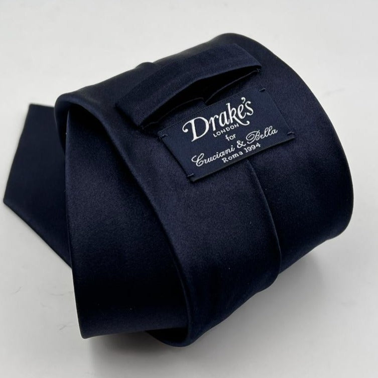 Drake's Vintage 100% Silk Tipped Blue PlainTie Handmade in England 9 cm x 147 cm #6500